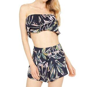 O’Neill Raven Floral Cropped Strapless Top & Shorts Two Piece Set Size Small/25